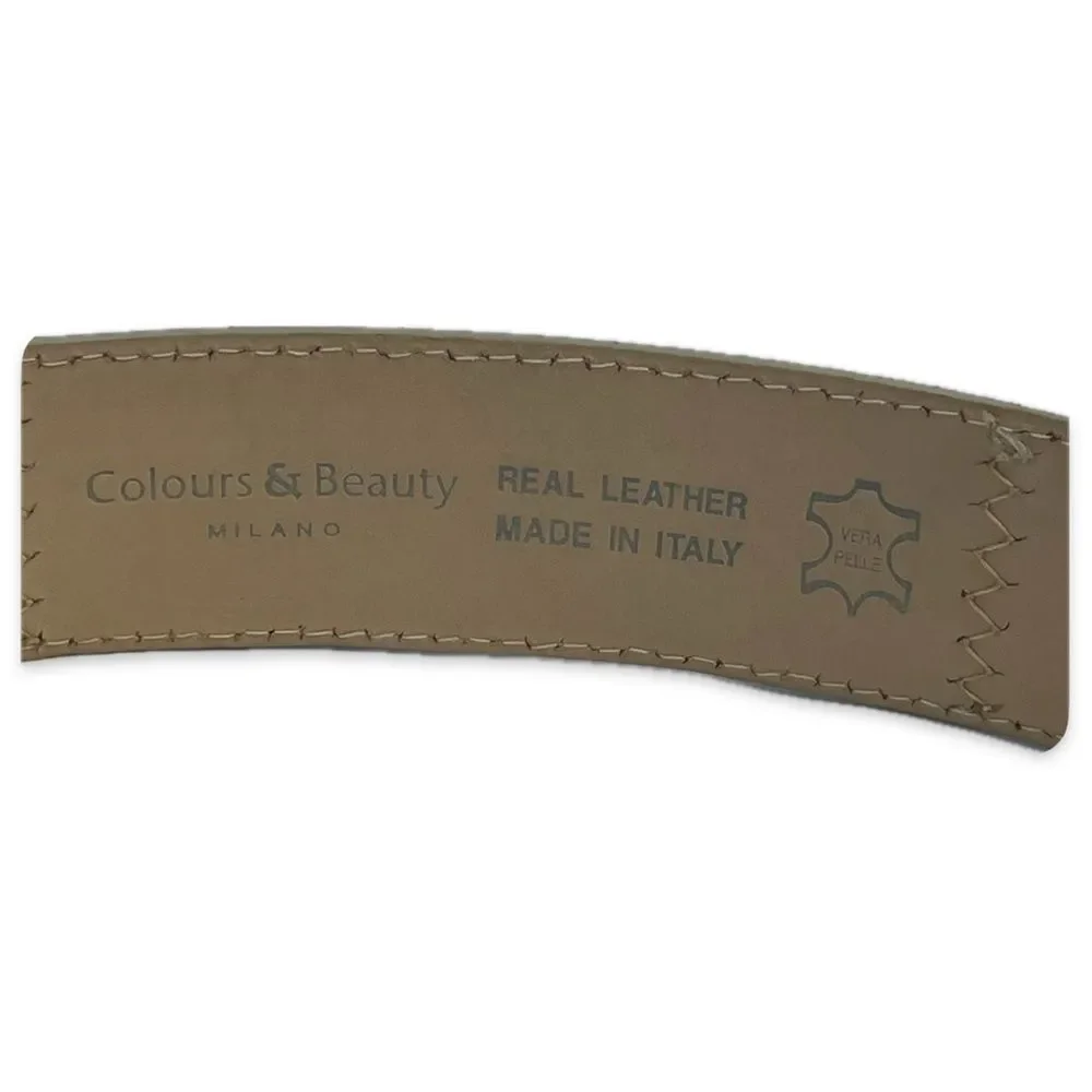 Vintage Milano Italy Croc Embossed Leather Belt - Vera Pelle Gold Buckle M